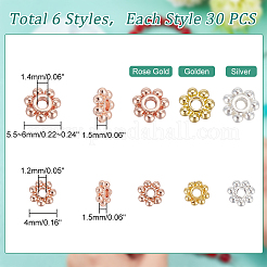 180Pcs 6 Style Zinc Alloy Spacer Beads&nbsp;FIND-PH0007-18