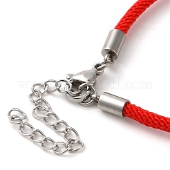 ミラノコード＆304ステンレススチールブレスレットの作り方  丸皿付き  レッド  トレイ：12mm  7-1/2インチ（19cm）&nbsp;MAK-H004-02D-P02
