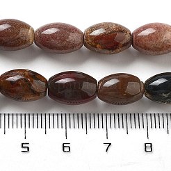 天然レッドレインボージャスパービーズ連売り  ライス  12x8mm  穴：1.2mm  約33個/連  15.94''（40.5センチメートル）&nbsp;G-B106-B23-01