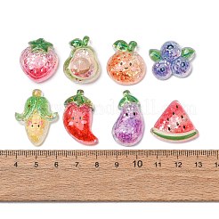 グリッター入り透明樹脂カボション  フルーツシリーズ  ミックスカラー  混合図形  19.5~29x15.5~24x7~8.5mm&nbsp;RE-CBAE980-05