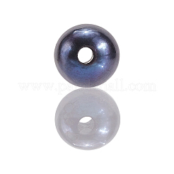 大きな穴のパールビーズ50個  天然養殖淡水真珠ルースビーズ  染め  ライス  ブラック  7~10x7~8mm  穴：1.8mm&nbsp;PEAR-LT0001-09C