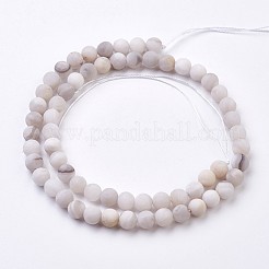 天然石ホワイトアゲート瑪瑙ビーズ連売り  艶消し  ラウンド  6~7mm  穴：1mm  約61個/連  14.9インチ（38cm）&nbsp;X-G-J376-02-6mm