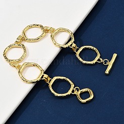 女性と男性のための真鍮の六角形リンクチェーンブレスレット  18KGP本金メッキ  7-7/8インチ（19.9cm）&nbsp;BJEW-G740-05G