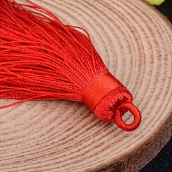 ナイロンタッセルビッグサイズパーツ  レッド  70~74x11mm  穴：4mm&nbsp;X-NWIR-I003-01