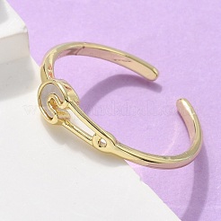 女性用真鍮シェルカフリング  カドミウムフリー＆鉛フリー  安全ピン  16KGP本金メッキ  内径: 調節可能&nbsp;RJEW-C126-12G