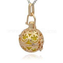 Golden Tone Brass Hollow Round Cage Pendants&nbsp;KK-J216-15G
