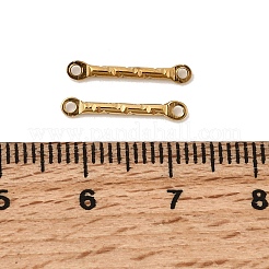 304ステンレススチールのテクスチャバーリンクコネクタチャーム  イオンプレーティング（ip）  18KGP本金メッキ  15x2.5x1.5mm  穴：1.1mm&nbsp;STAS-A134-01J-G