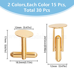 30Pcs 2 Colors Brass Cufflinks for Men&nbsp;FIND-HY0003-47