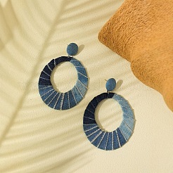 Oval Alloy Denim Dangle Stud Earrings&nbsp;FS-WG37483-01