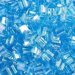 MIYUKIティラビーズ  日本製シードビーズ  2穴  （tl260)透明なアクアab  5x5x1.9mm  穴：0.8mm  約118PCS /ボトル  10 G /ボトル&nbsp;SEED-JP0008-TL260