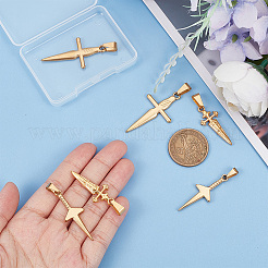 6個3スタイル304ステンレススチールペンダント  剣のチャーム  ゴールドカラー  34~45x14~25x3mm  穴：4x8mm  2個/スタイル&nbsp;STAS-UN0050-47