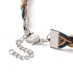 Cowhide Leather Braided Twist Rope Choker Necklace with Brass Clasp for Women&nbsp;NJEW-JN04167