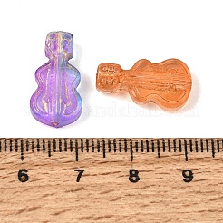 焼き付け塗料と金色の金属で覆われたガラスビーズ  バイオリン  ミックスカラー  18x9.5x5mm  穴：1.2mm&nbsp;GL-CBA1477-19