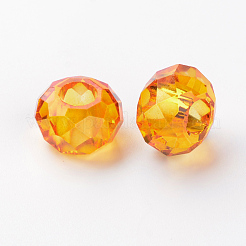 ガラスヨーロピアンビーズ  大穴ビーズ  芯金がない  ロンデル  オレンジ  14x8mm  穴：5mm&nbsp;X-GDA007-72