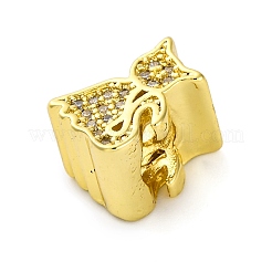 Rack Plating Brass Micro Pave Cubic Zirconia European Beads&nbsp;KK-Z081-11
