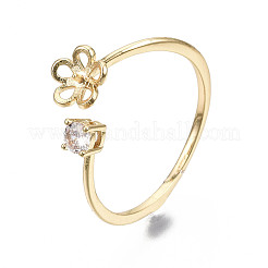 Brass Micro Cubic Zirconia Cuff Finger Ring Settings&nbsp;KK-N231-155-NF