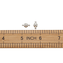 ループ付き真鍮製マグネットクラスプ  ニッケルフリー  ラウンド  銀色のメッキ  11.5x6mm  穴：1.2mm&nbsp;KK-TA0007-35-NF