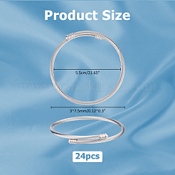 304ステンレススチール製ツイストロープ型バングル24個、女性用  ステンレス鋼色  内径：2-1/8インチ（5.5cm）&nbsp;BJEW-HS0001-02