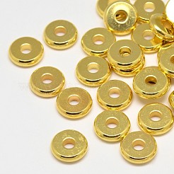 真鍮製スペーサービーズ  ディスク  ゴールドカラー  7x1.6mm  穴：1.5mm&nbsp;KK-E357-7mm-G