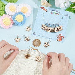13Pcs 13 Style T-shirt Direction Guide Wood Pendant Locking Stitch Markers&nbsp;HJEW-AB00648