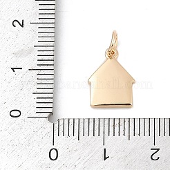 真鍮製チャーム  ハウス  丸カン付き  ハウス  12.5x9.5x2mm  穴：3.5mm&nbsp;KK-Q096-08G
