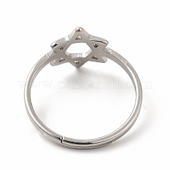 Non-Tarnish 304 Stainless Steel Star of David Adjustable Ring for Women&nbsp;RJEW-B027-13P