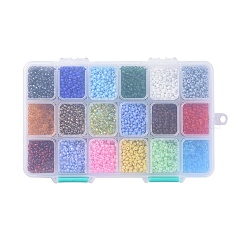 ガラスシードビーズ18色  混合スタイル  ラウンド  ミックスカラー  3mm  穴：1mm  約500PCS /カラー  約9000個/箱&nbsp;SEED-JP0007-03