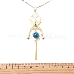 Natural Apatite & Brass Moon Sun Star Pendant Cable Chain Necklaces&nbsp;NJEW-TA00247