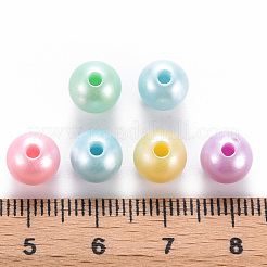 不透明なアクリルビーズ  ラウンド  ミックスカラー  8x7mm  穴：2mm  約1745個/500g&nbsp;MACR-S370-H8mm