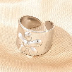 304 Stainless Steel Wide Band Cuff Open Rings for Women&nbsp;RJEW-A102-08P