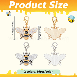 32Pcs 2 Colors Bees Alloy Enamel Pendant Decorations&nbsp;HJEW-PH02214