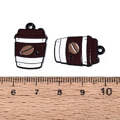 焼付塗装合金エナメルペンダント  コーヒーカップチャーム  ブラック  ココナッツブラウン  22.5x15x1mm  穴：1.6mm&nbsp;PALLOY-T093-13