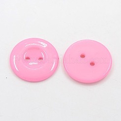 服装デザイン用アクリル縫い付け用ボタン  プラスチックボタン  2穴  染め  フラットラウンド  ピンク  25x3mm  穴：2mm&nbsp;X-BUTT-E087-C-08