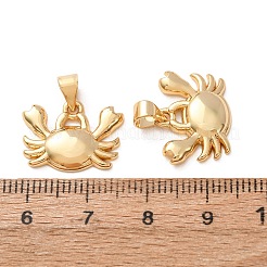 真鍮チャーム  カニチャーム  長持ちメッキ  ラックめっき  鉛フリー＆カドミウムフリー  18KGP本金メッキ  13.5x17.5x2.5mm  穴：4x3.5mm&nbsp;KK-H297-07E-G