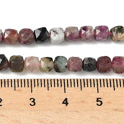 天然のマルチカラートルマリンビーズ連売り  多面カット  キューブ  4~5x4~5x4~5mm  穴：0.9mm  約86個/連  15.35インチ（39cm）&nbsp;G-F619-44-01