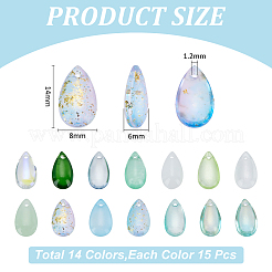 210Pcs 14 Styles Glass Charms&nbsp;FIND-WR0012-05