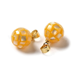 Natural Yellow Shell Dyed Round Charms&nbsp;SSHEL-H071-01G-02