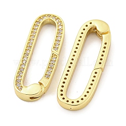 Rack Plating Brass Micro Pave CLear Cubic Zirconia  Spring Gate Clasps&nbsp;KK-Q814-13G