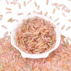 ピカソの透明ガラスシードビーズ  丸い穴  オーバル  ライトサーモン  12.5~13x4~4.5mm  穴：0.9~1mm  約1360個/ポンド&nbsp;SEED-N012-11B