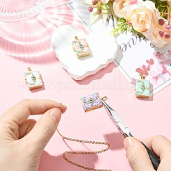 4Pcs 4 Colors Brass Micro Pave Cubic Zirconia Locket Pendants&nbsp;KK-CJ0005-55