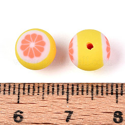 フルーツをテーマにした手作りポリマー粘土ビーズ  オレンジ  きいろ  8.2mm  穴：1.2~1.6mm&nbsp;X-CLAY-T022-04G