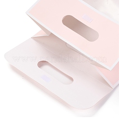 長方形の紙袋  紙袋をひっくり返します  ハンドルとプラスチック窓付き  ピンク  30x21.5x13cm&nbsp;ABAG-I005-01A-01