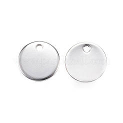 変色しにくい304ステンレススチールチャーム  フラットラウンド  空白タグのスタンプ  ステンレス鋼色  12x1mm  穴：1.5mm&nbsp;X-STAS-F039-91-12mm-P