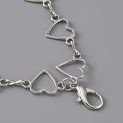 アイアン装飾2層ハートリンクバッグチェーン  パンツチェーン  カニカン付き  プラチナ  28.3cm&nbsp;AJEW-WH0367-32P