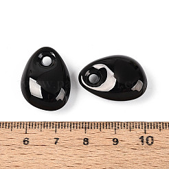 304ステンレスペンダント  電気泳動黒  ティアドロップ  23x17x9mm  穴：3mm&nbsp;STAS-N123-01EB