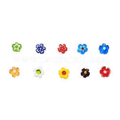 手作りミッレフィオーリガラスビーズ  花  ミックスカラー  4~7.2x2.6mm  穴：1mm  76~83個/箱&nbsp;LK-YW0001-05