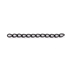 イオンプレーティング(IP) 304 ステンレススチールカーブチェーンエクステンダー  ブラック  22~25mm  リンク：3x1.6x0.4mm&nbsp;STAS-WH0032-02A-EB