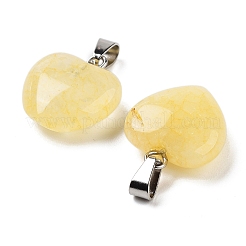 タイガースキンのガラスチャーム  シルバートーンの金属パーツ付き  ハート  16x6mm&nbsp;HEAR-PW0001-057-35