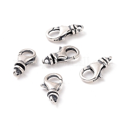 スターリングシルバー製スイベルクラスプ925個  アンティークシルバー  15.5x8.5x4mm  穴：1.4mm  内径：4mm&nbsp;STER-D036-08AS