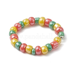 女性用ガラスビーズストレッチリング  ミックスカラー  内径：18mm  3個/セット&nbsp;RJEW-JR00735